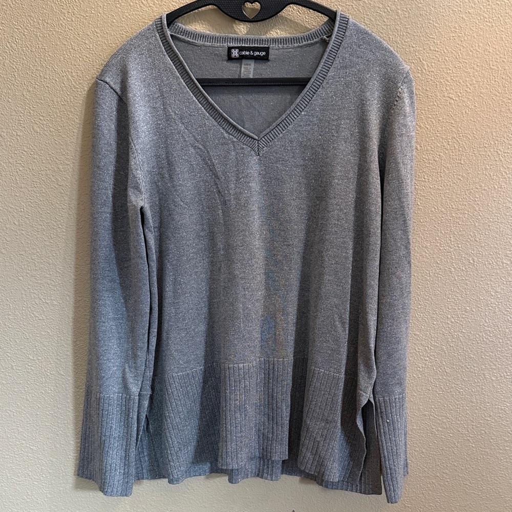 Cable & Gauge Sparkle Knit VNeck